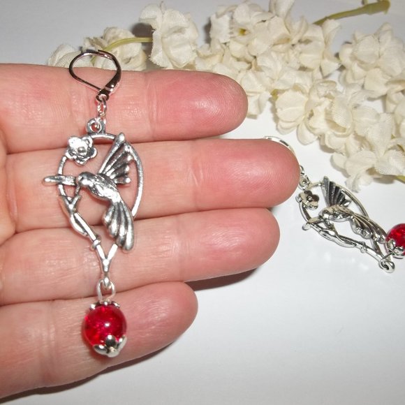 Hummingbird Earring Set Large Big Statement 4523 - Picture 6 of 8